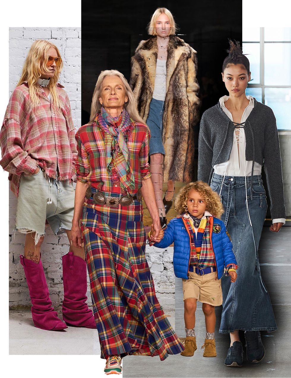 a collage of western outfits in a bazaar american sportswear guide 2023