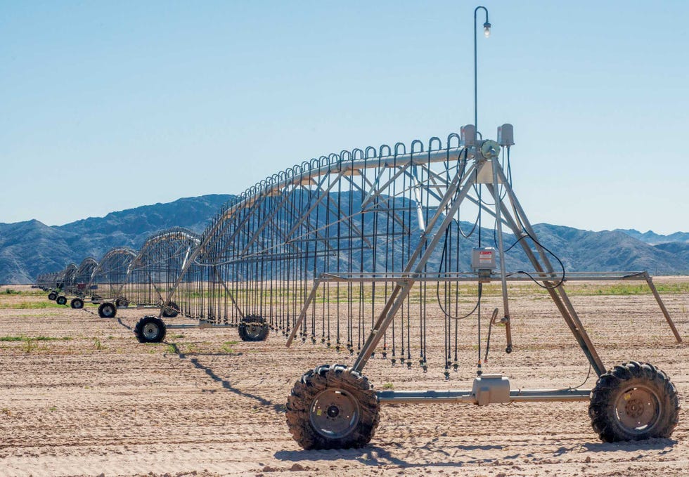 drought, american west, idle irrigation sprinklers, colorado river indian reservation, ehrenberg, arizona, alta journal