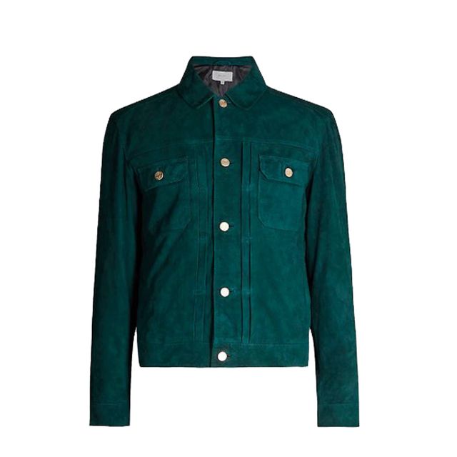 Clothing, Outerwear, Green, Jacket, Turquoise, Sleeve, Pocket, Denim, Teal, Collar, 
