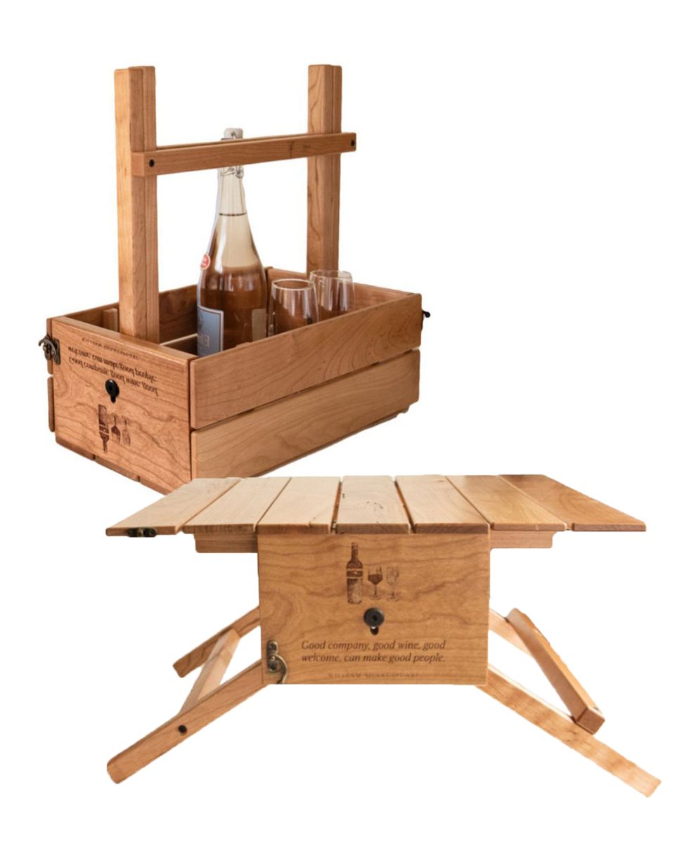 weston table, wine picnic table  basket carrier