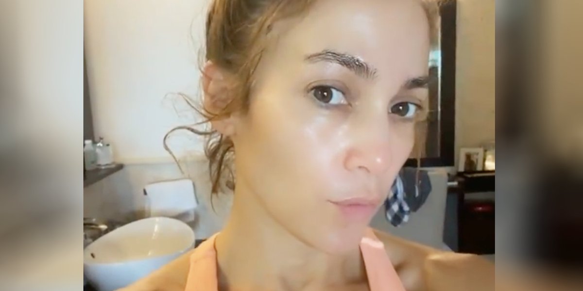 Jennifer Lopez shows off her glowing skin in makeup-free video