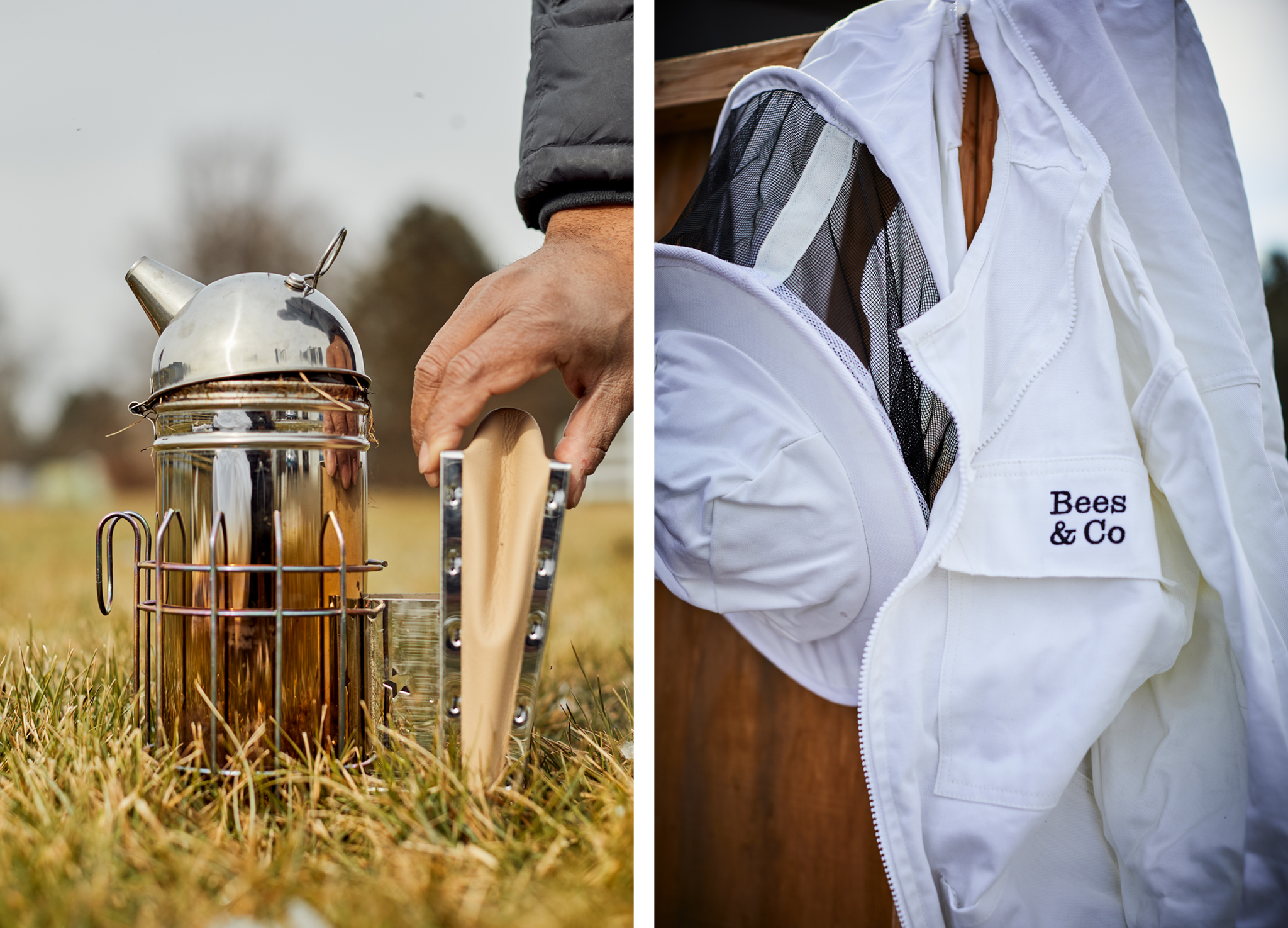 bee smoker and beekeeper jacket