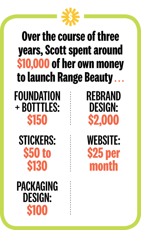 over the course of three years scott spent around 10000 of her own money to launch range beauty
