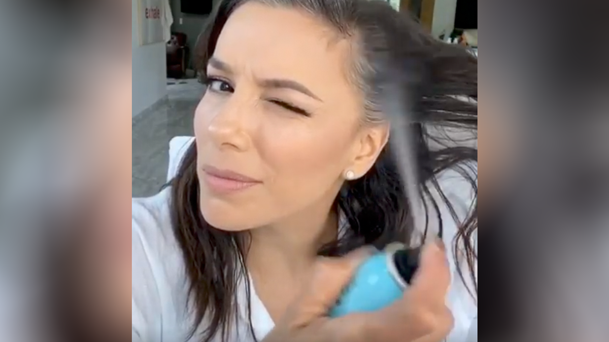 Eva Longoria Reveals Her Go To Product For Gray Roots Touch Up