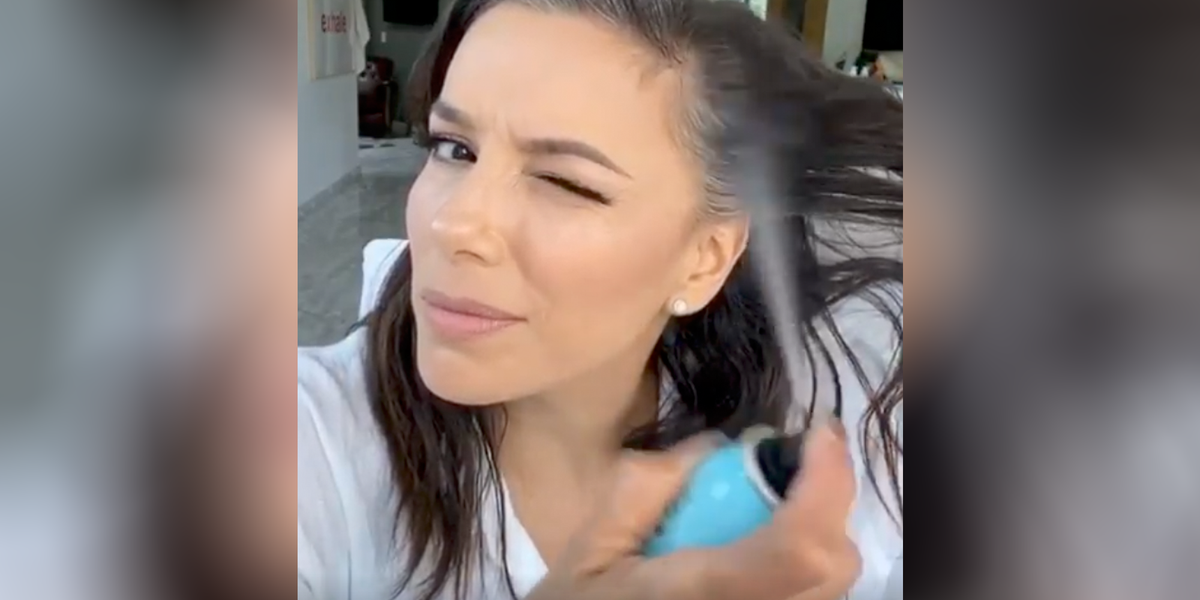 Eva Longoria Reveals Her Go To Product For Gray Roots Touch Up