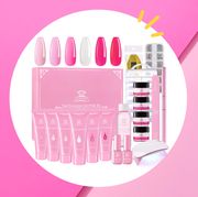 polygel nail kit in pink