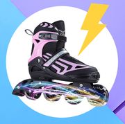 rollerblade on purple and blue background
