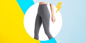 pair of gray leggings with colorful background