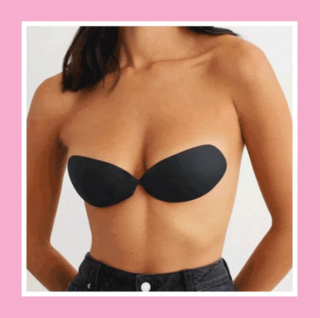 Black/White Off Shoulder Strapless Bra with Removal Pads & Transparent  Straps