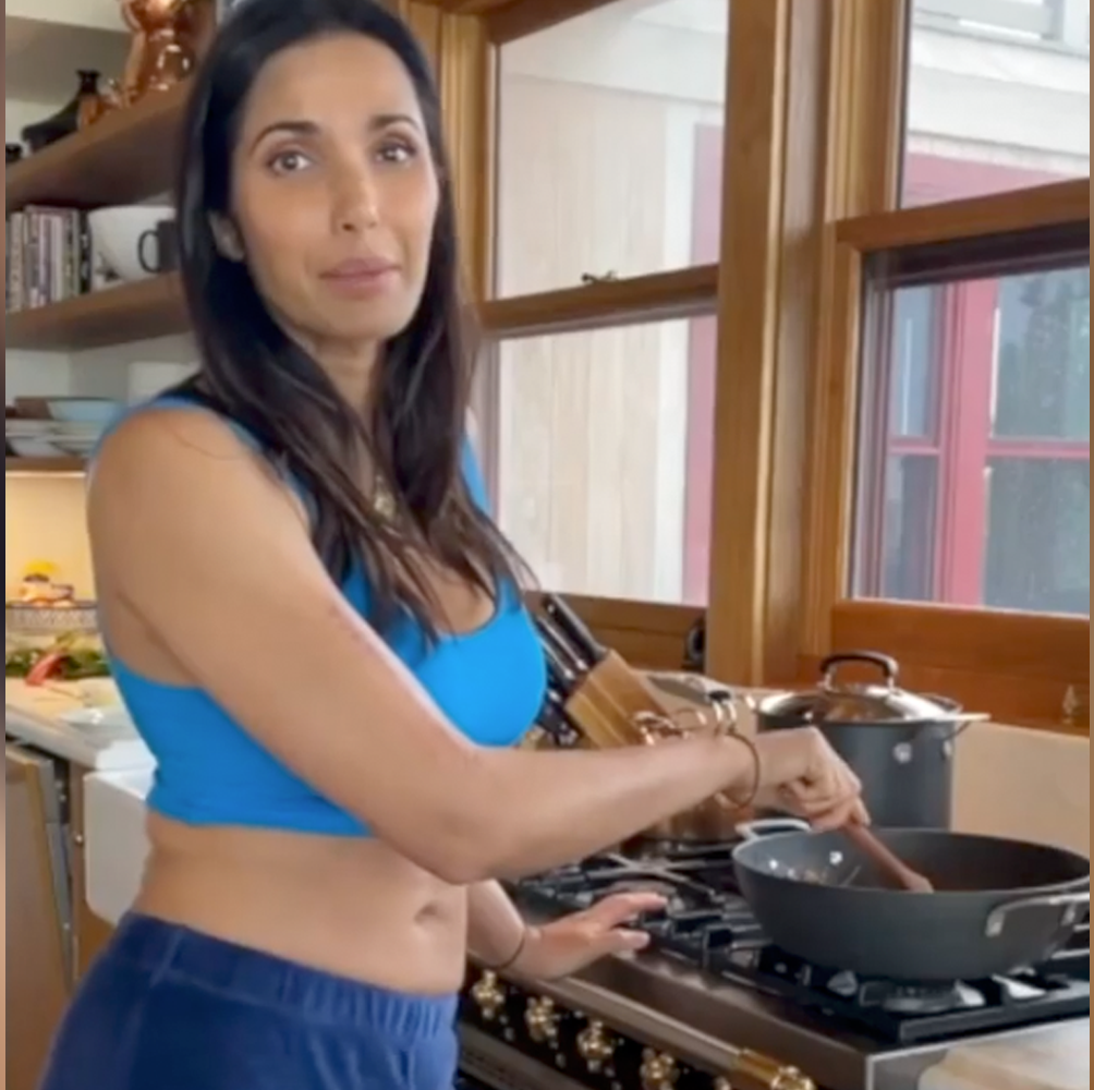Bra Necessities! Padma Lakshmi Shuts up Trolls by Wearing Two Bras at Once  in The New Recipe Tutorial Video
