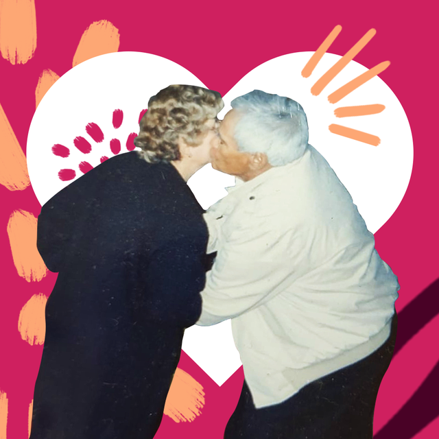 estefania mitre abuela and abuelo kissing on a heart shape representing love