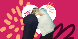 estefania mitre abuela and abuelo kissing on a heart shape representing love
