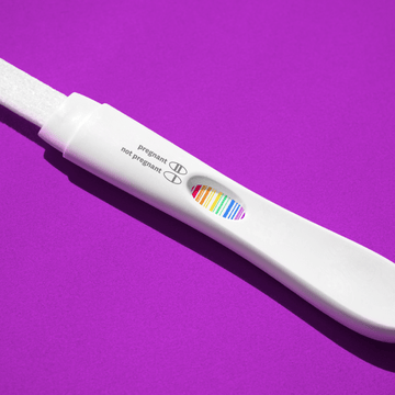 pregnancy test with queer pride barcode