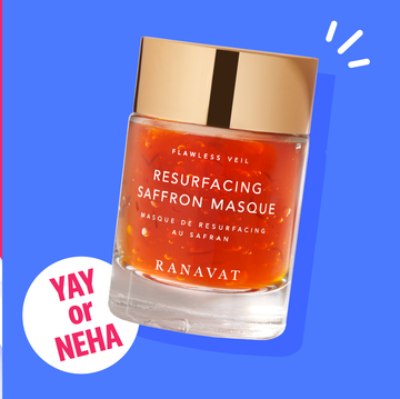 michelle ranavat next to resurfacing saffron masque