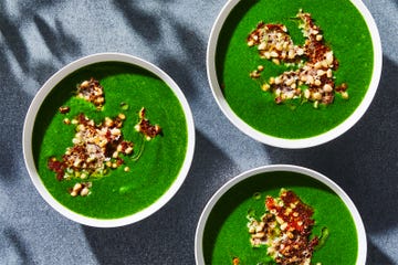 super green soup with parm crisps