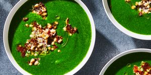 super green soup with parm crisps