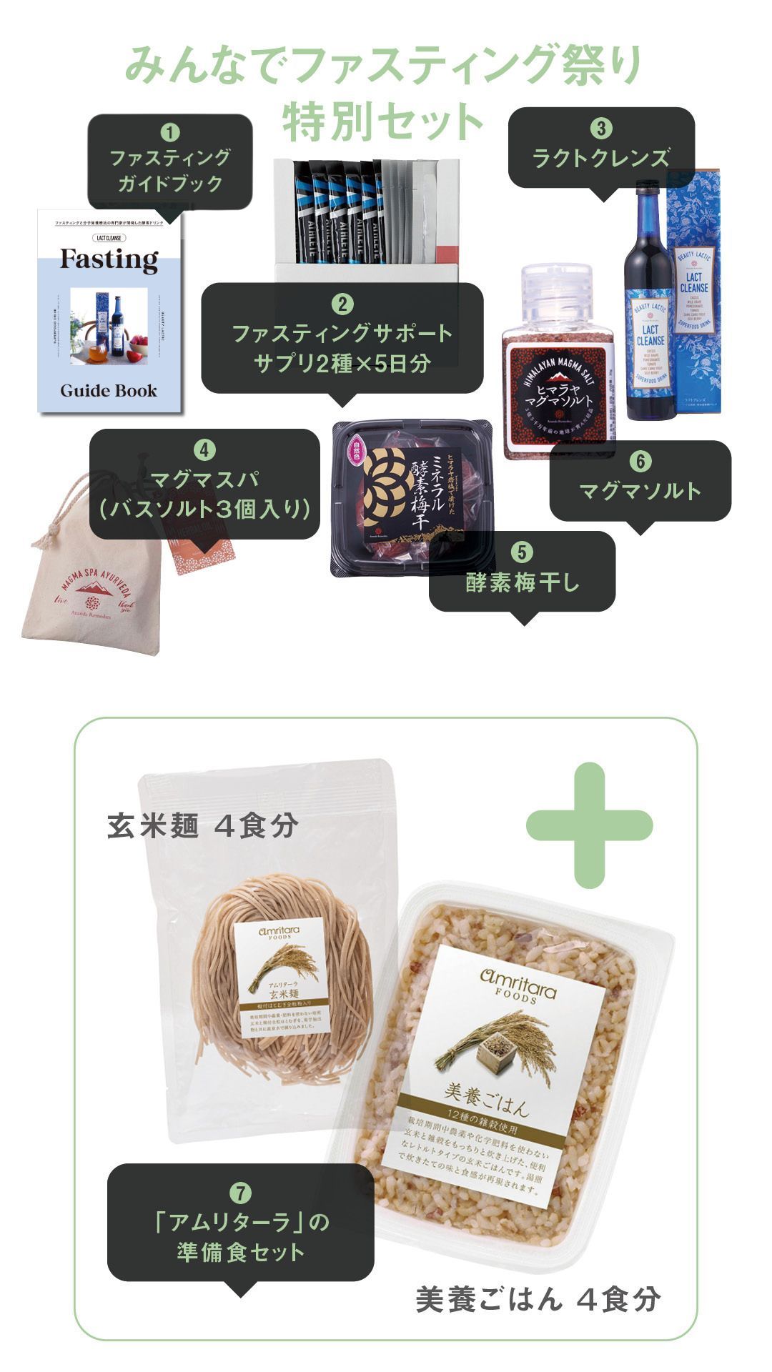 ラクトクレンズ+マグマソルト+マグマスパ+サポートサプリ+ガイド