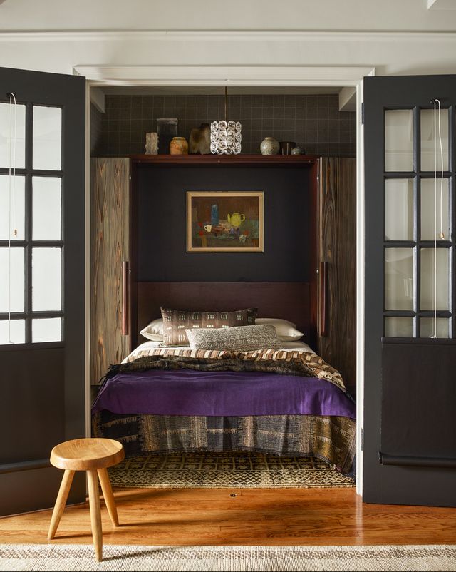 murphy bed in new york city studio designed by neal beckstedt