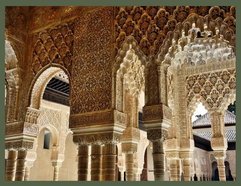 moorish architecture at the alhambra in granada, spain