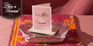 sympathy card on top of casserole dish with foil
