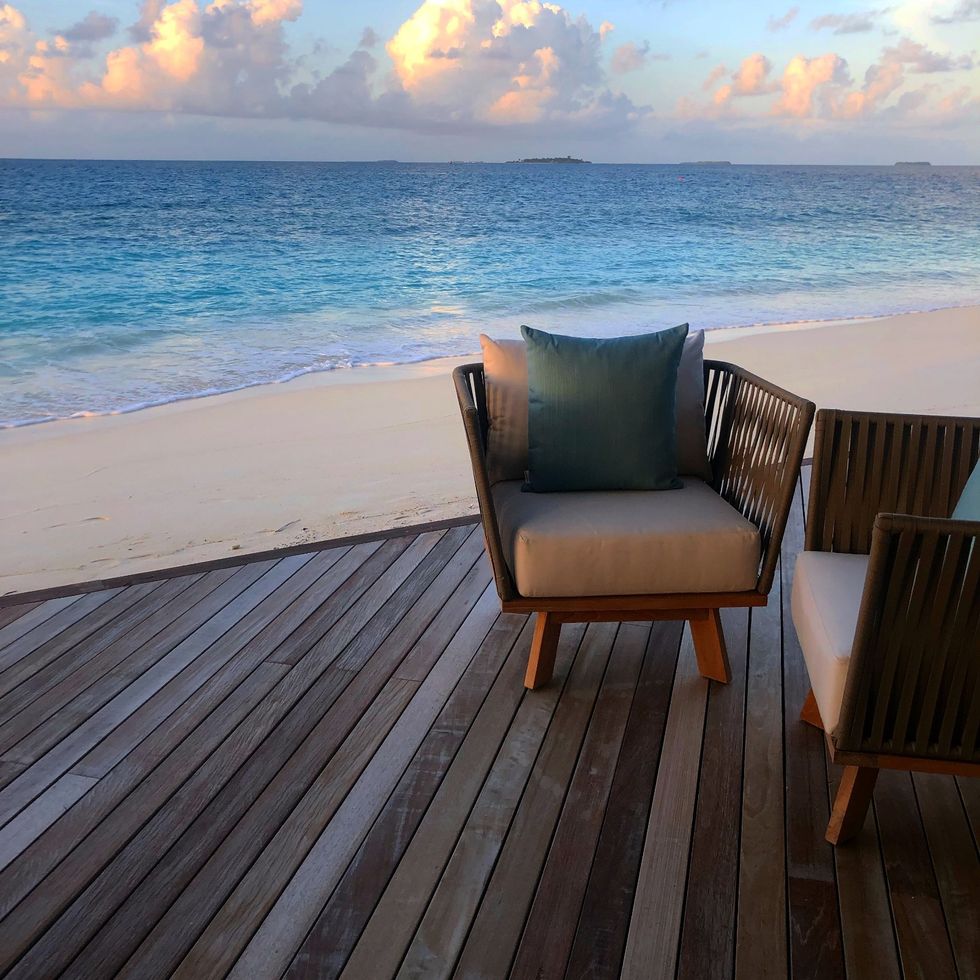 Ocean, Horizon, Sky, Sea, Azure, Caribbean, Furniture, Vacation, Outdoor furniture, Shore, 