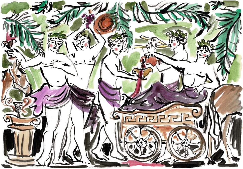 un’illustrazione di luke edward hall dal libro 300000 baci racconti d’amore queer dal mondo antico