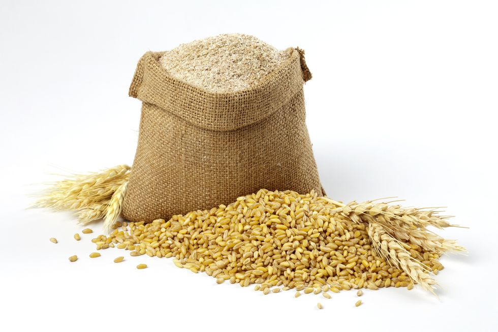 wheat grain and bran sack