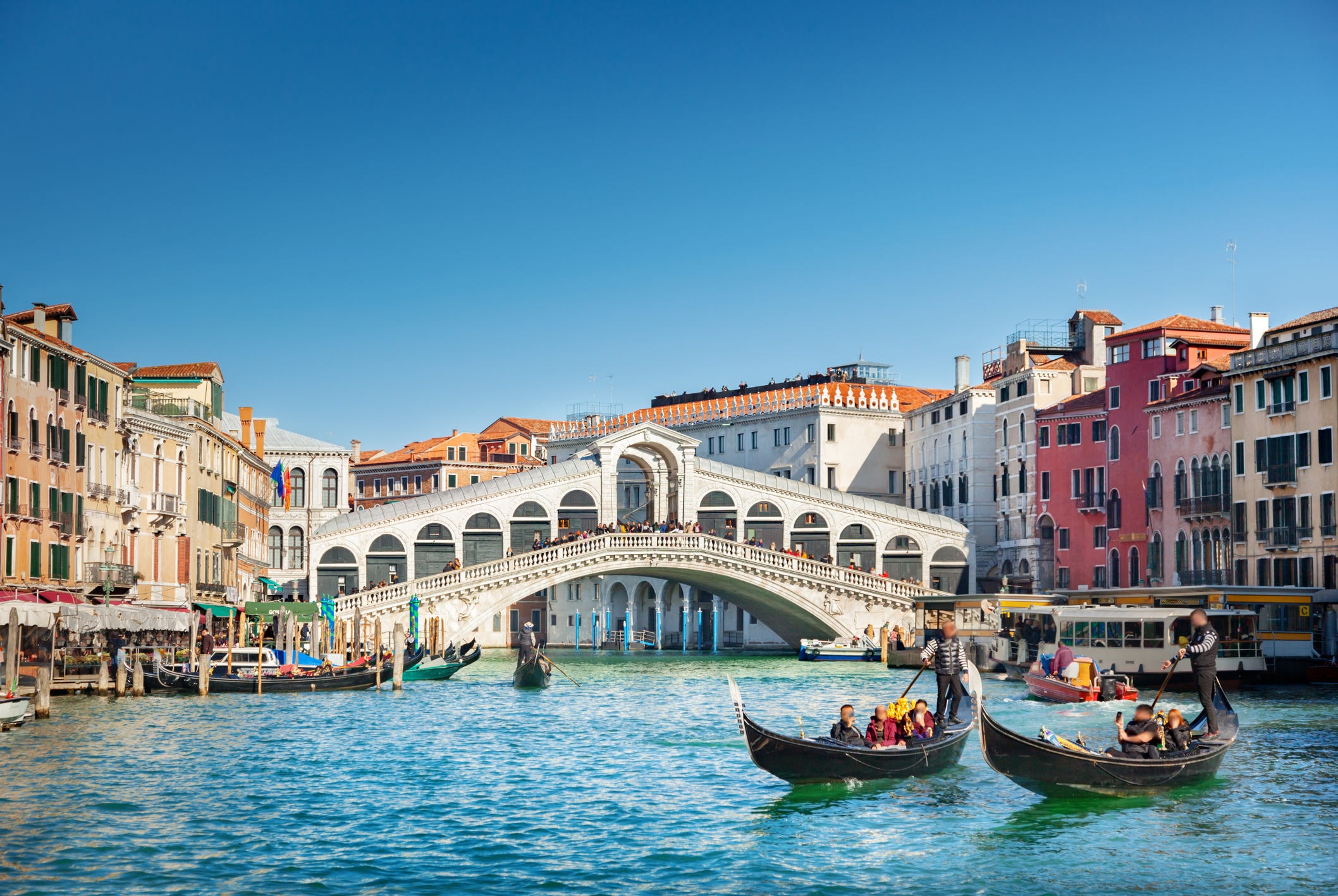 grand canal on sunny day in venice, italy