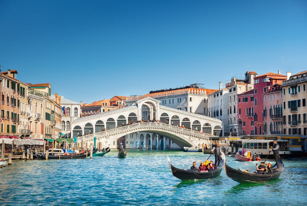grand canal on sunny day in venice, italy