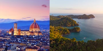 side by side photo of florence italy and puerto viejo costa rica