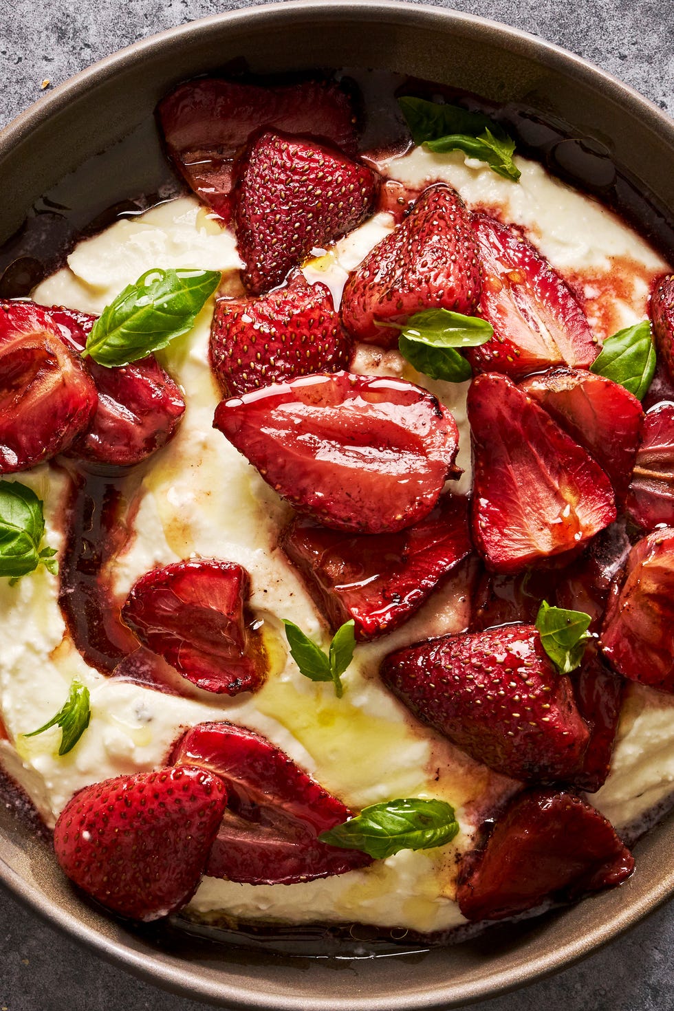 whipped feta with balsamic roasted strawberries served with crackers