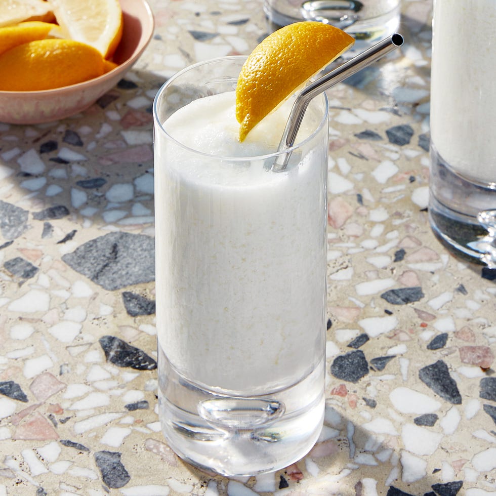 frosty, blended lemonade with lemon slices
