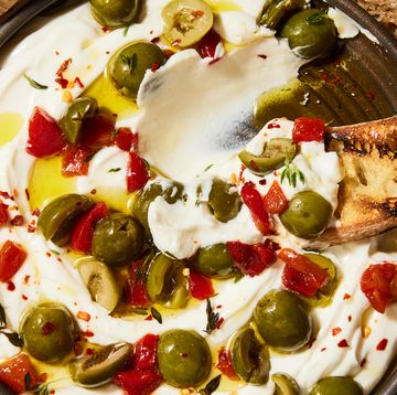 whipped ricotta with olives and roasted red peppers