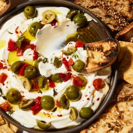 whipped ricotta with olives and roasted red peppers