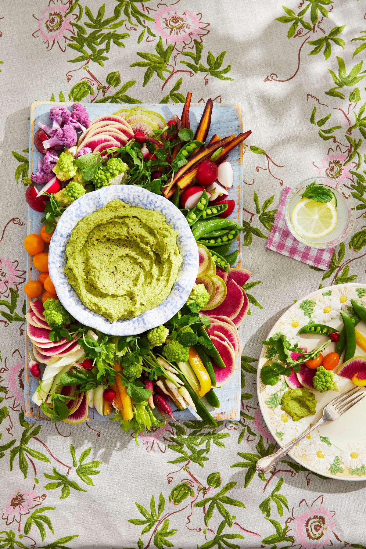 image of Spring Crudités Board With White Bean-and-Pea Dip recipe by Country Living