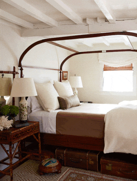 white bedroom in nantucket style
