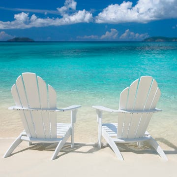 white chairs on the Caribbean beach