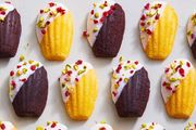 white chocolate dipped madeleines
