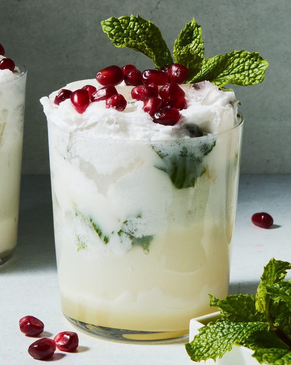 mojito with fresh mint and pomegranate seeds