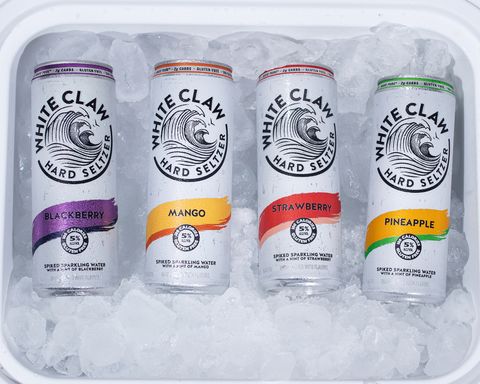 white claw hard seltzer variety pack flavor collection no 3 with mango, strawberry, pineapple, and blackberry
