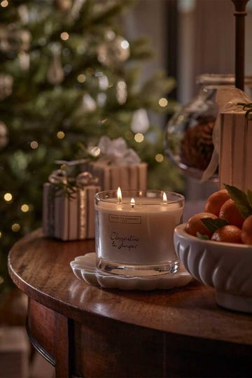 white company christmas candle