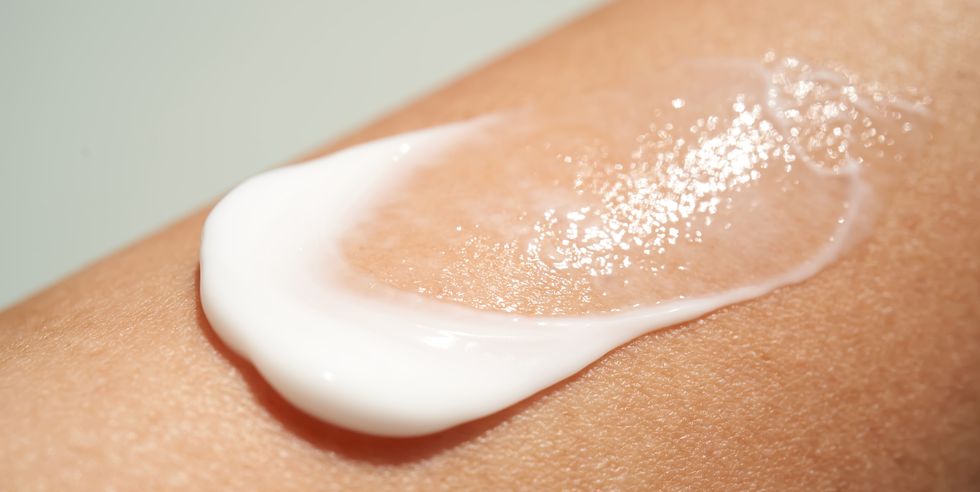 white cream texture on women's skin