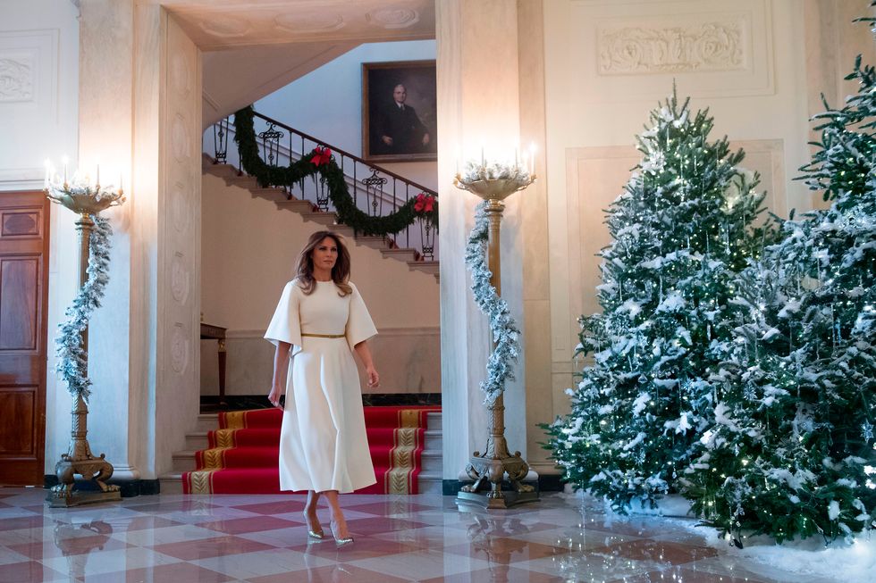 Melania Trump Presents the White House Christmas Decorations in Dior