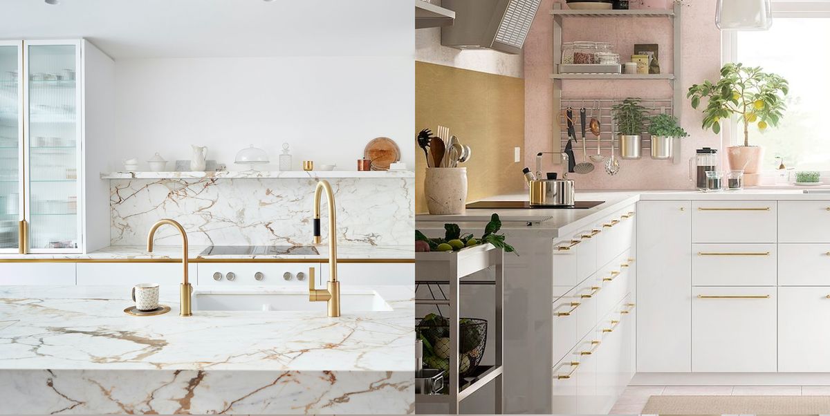 30 White & Golden Kitchen Ideas for a Tasteful Glam Touch - Foter