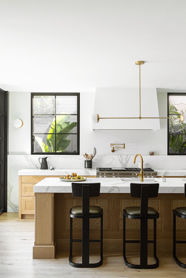 White Kitchen With Brass Accents Design Ideas