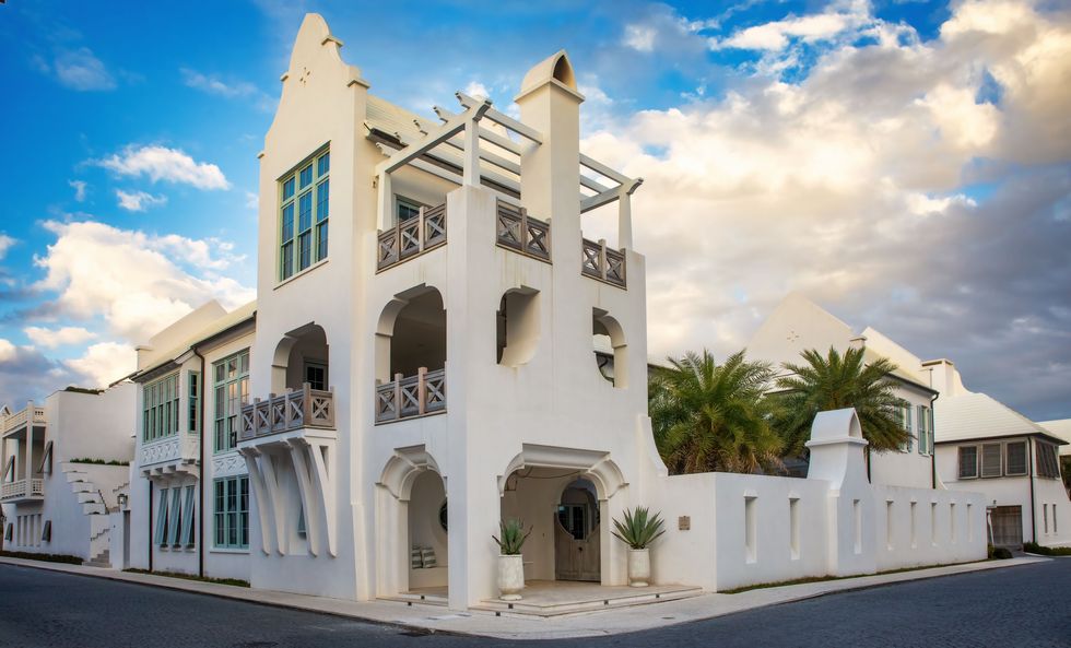 white residential buildings in alys beach, emerald coast, florida, usa