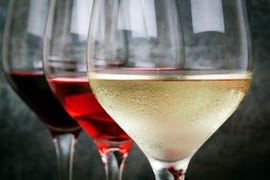 white rose and red wine