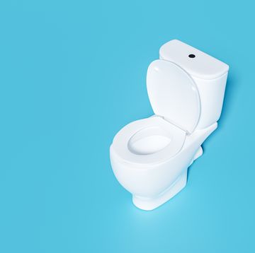 white toilet bowl on blue background, 3d render