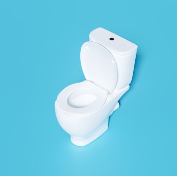 white toilet bowl on blue background, 3d render