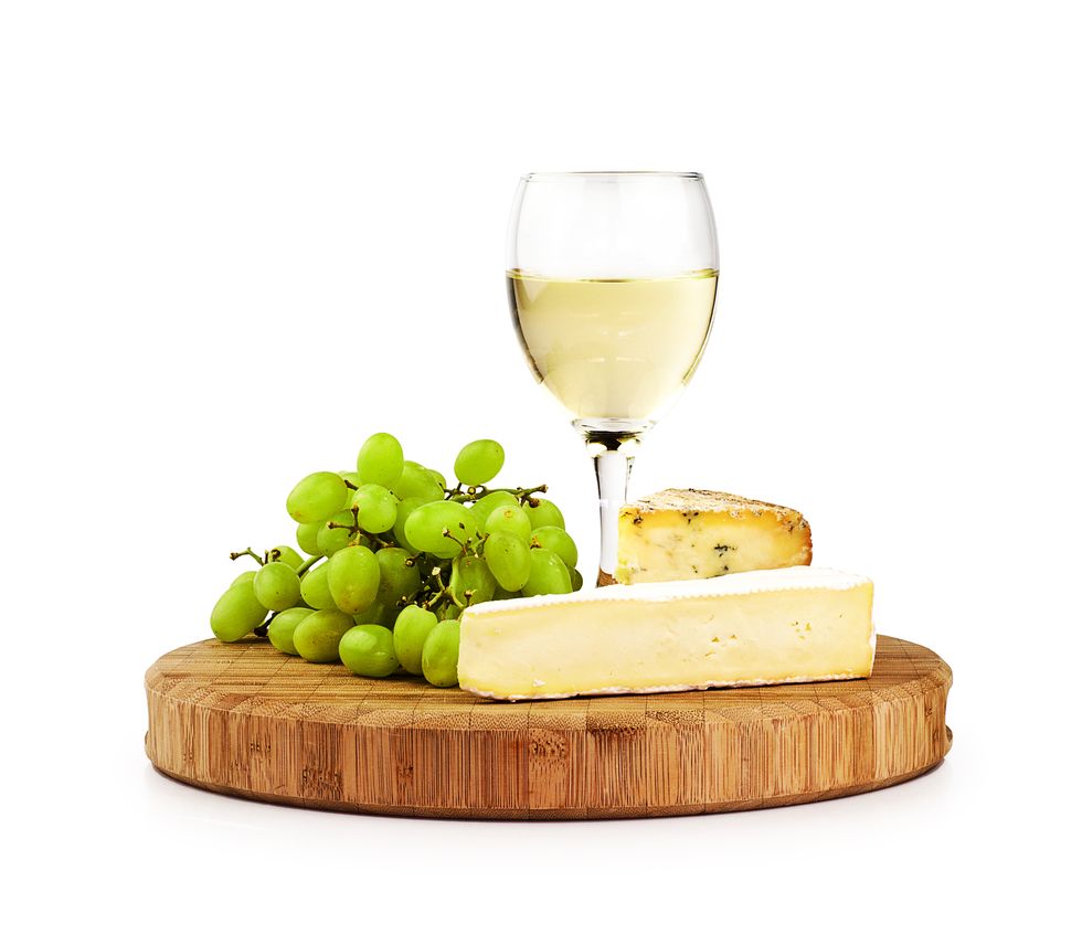 white wine and cheese board